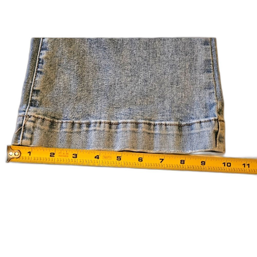 Nicole Miller Jeans Sz 14 Womens Nomad Patches High Rise Bell Bottom Faded Denim - Picture 11 of 16